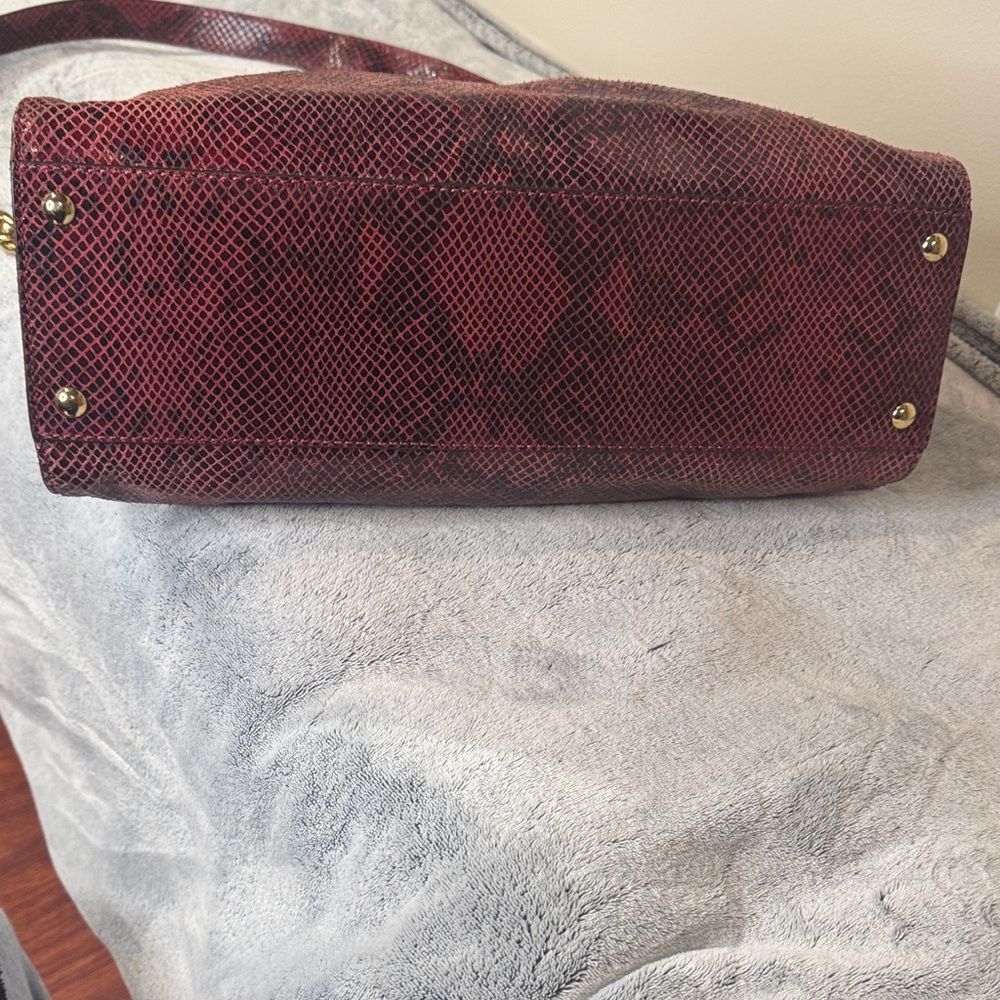 Michael Kors Bedford Red & Black Python-Embossed … - image 4